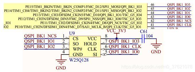 W25Q128与STM32L475连接原理图
