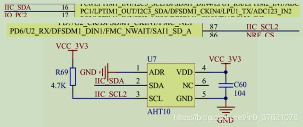 AHT10与STM32L475连接原理图