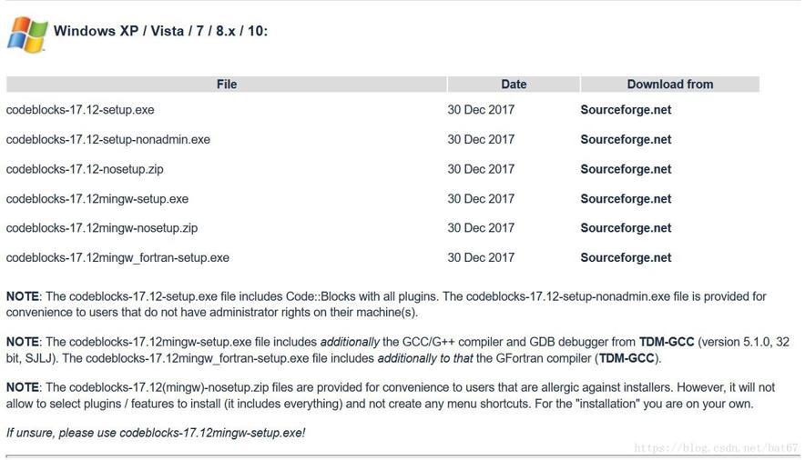网页截图，目前17.12版本是最新的