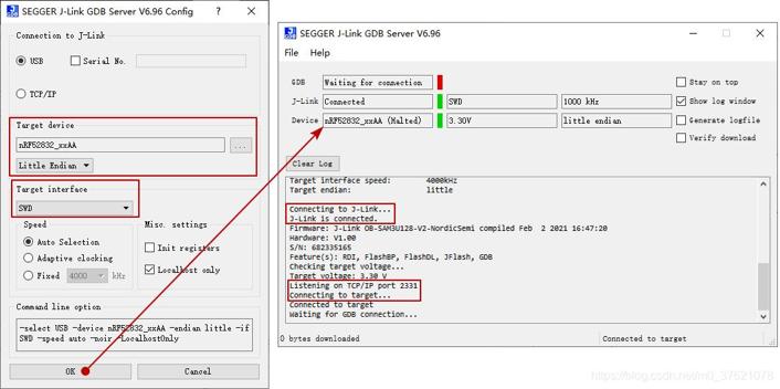 J-LINK GDB Server 配置界面