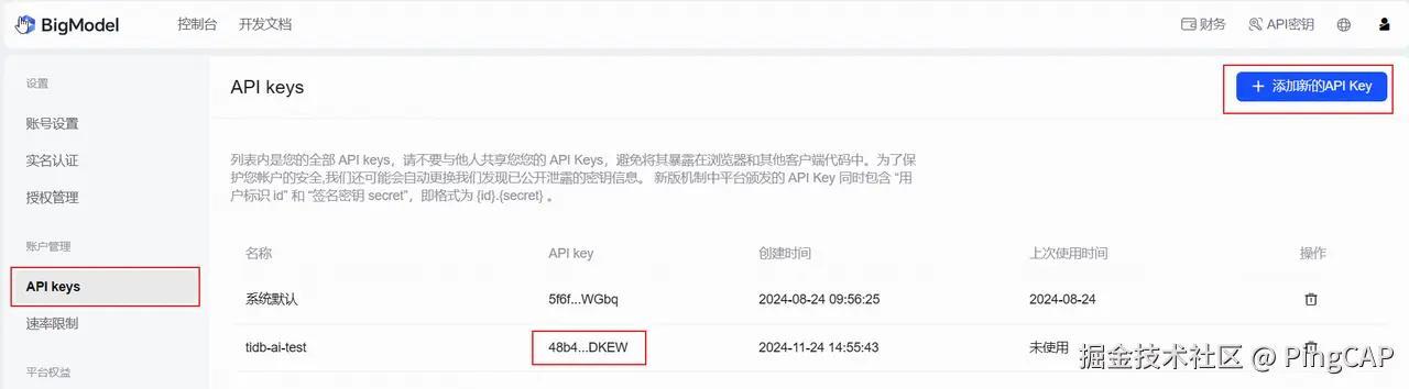 智谱 AI API Key