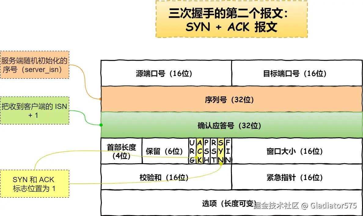 第二个报文 —— SYN + ACK 报文