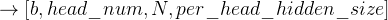 \rightarrow\left[b, h e a d \_n u m, N, p e r \_h e a d \_h i d d e n \_s i z e\right]