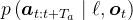 p\left(\boldsymbol{a}_{t: t+T_{a}} \mid \ell, \boldsymbol{o}_{t}\right)