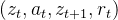 \left(z_{t}, a_{t}, z_{t+1}, r_{t}\right)