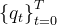 \left\{q_{t}\right\}_{t=0}^{T}