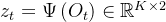z_{t}=\Psi\left(O_{t}\right) \in \mathbb{R}^{K \times 2}