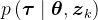 p\left(\boldsymbol{\tau} \mid \boldsymbol{\theta}, \boldsymbol{z}_{k}\right)
