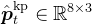\hat{\boldsymbol{p}}_{t}^{\mathrm{kp}} \in \mathbb{R}^{8 \times 3}
