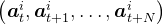 \left(\boldsymbol{a}_{t}^{i}, \boldsymbol{a}_{t+1}^{i}, \ldots, \boldsymbol{a}_{t+N}^{i}\right)