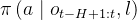 \pi\left(a \mid o_{t-H+1: t}, l\right)