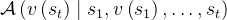 \mathcal{A}\left(v\left(s_{t}\right) \mid s_{1}, v\left(s_{1}\right), \ldots, s_{t}\right)