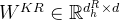 W^{K R} \in \mathbb{R}^{d_{h}^{R} \times d}