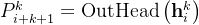P_{i+k+1}^{k}=\operatorname{OutHead}\left(\mathbf{h}_{i}^{k}\right)